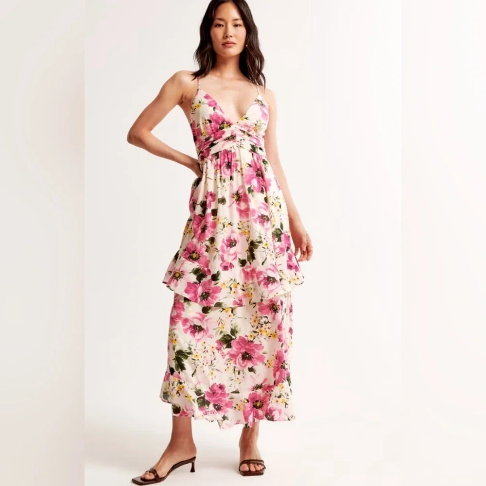 Abercrombie & Fitch colorful flower print maxi dress NWT